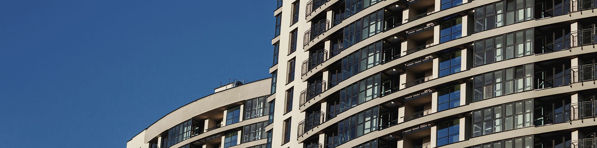 Facade Modern Residential Building Against Sky Residential Complex