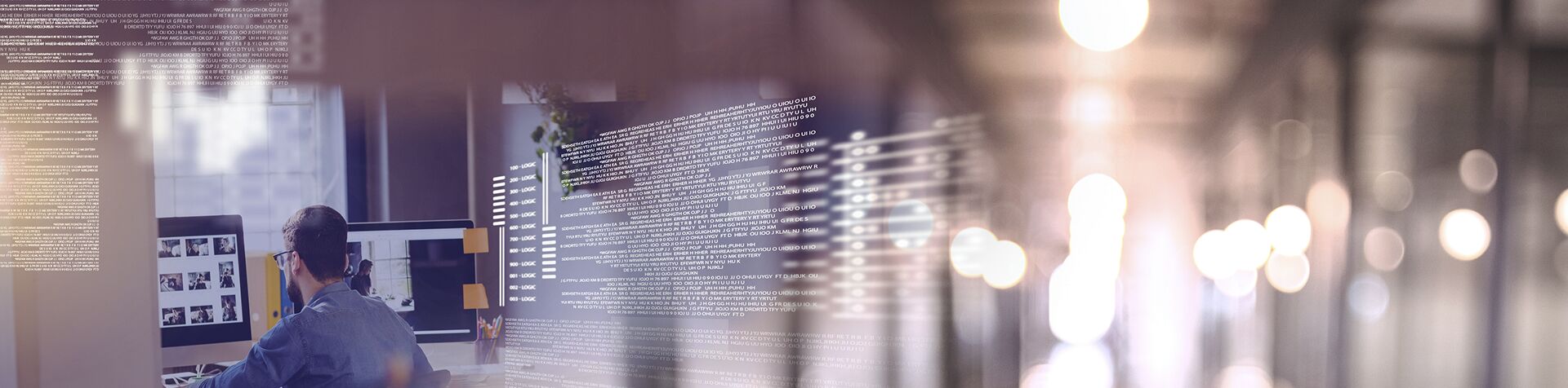 Man Working Screen Text Interface Transition